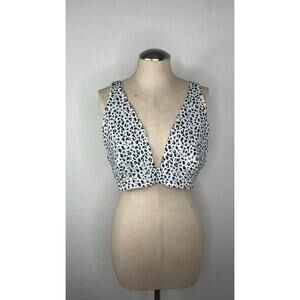 Free People intimately Erin Printed White Leopard Print Scuba Bralette, size XL